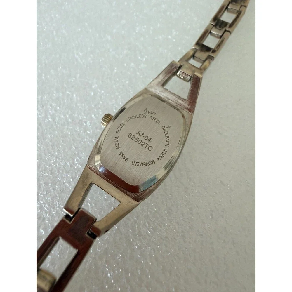 Vintage Silver Tone Open Link Bracelet Watch Gold Accent Japan Movt V377